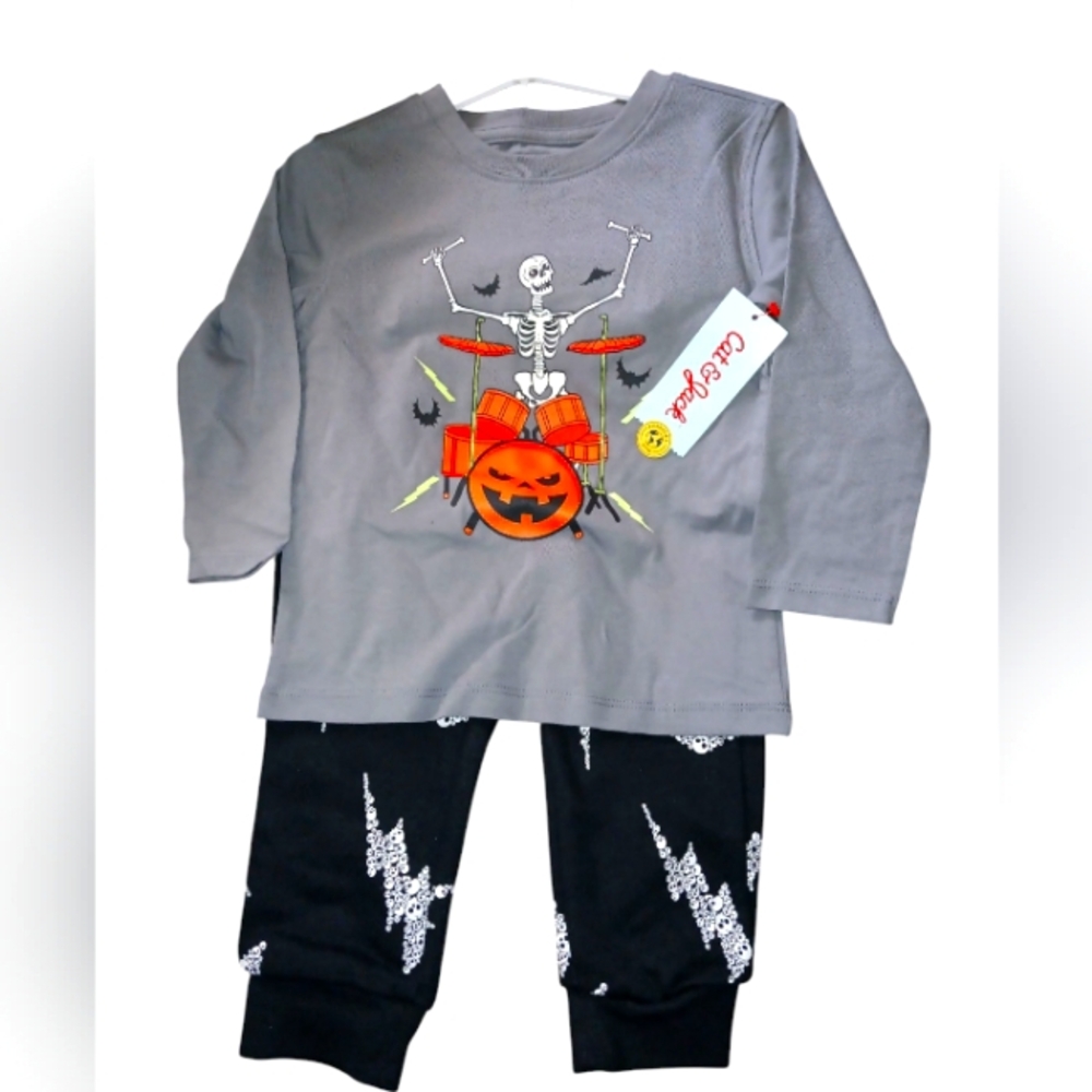 Gray and Black Skeleton Drum Set Kids Outfit